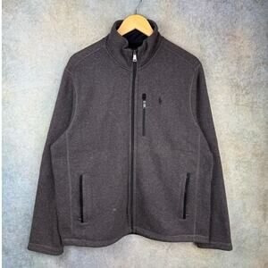 Polo Ralph Lauren Full Zip Fleece Jacket Mens Sz L Gray Charcoal Pony Logo